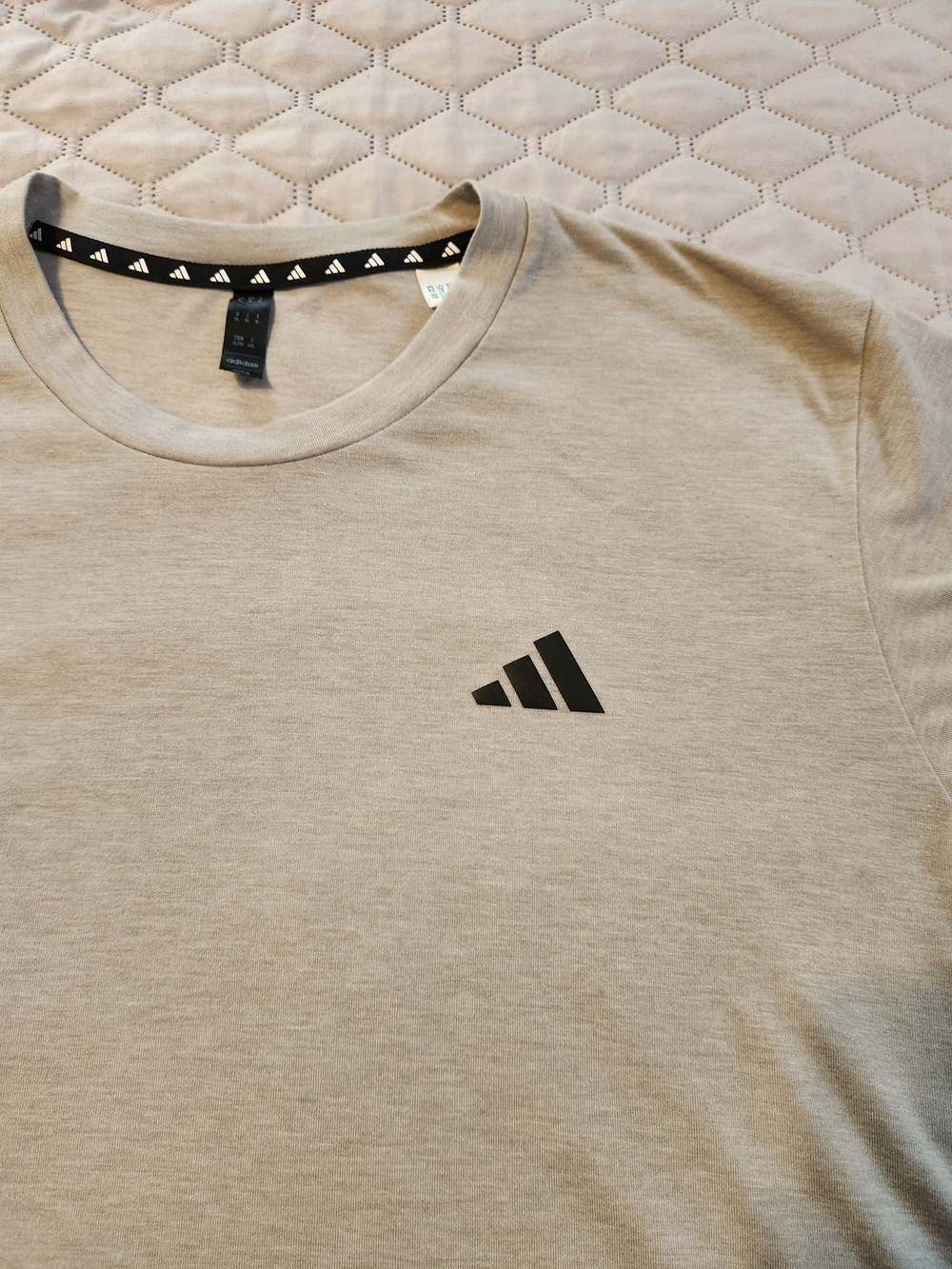 adidas Men's Gray Short Sleeve Crewneck Tee with Black Logo - Picture 1 of 3
